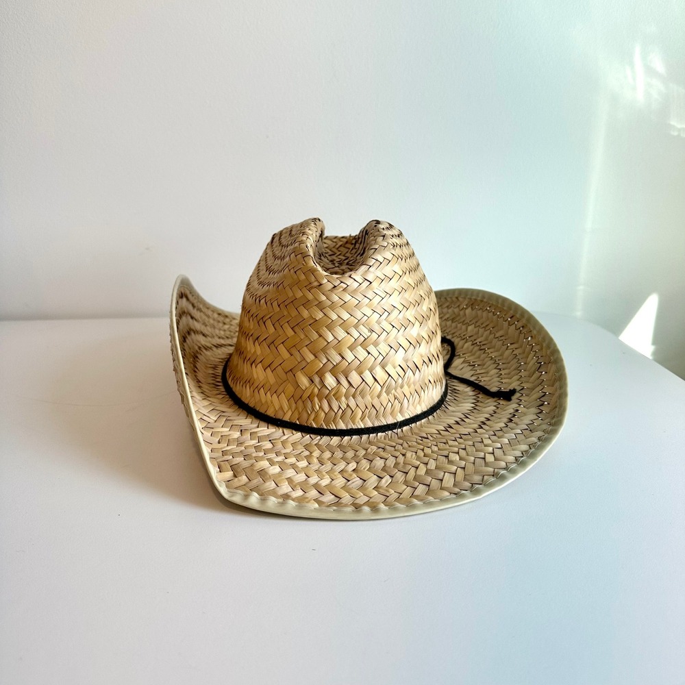 Unbranded Woven Straw Cowboy Hat Natural Tan Cattleman Crease Made in Mexico